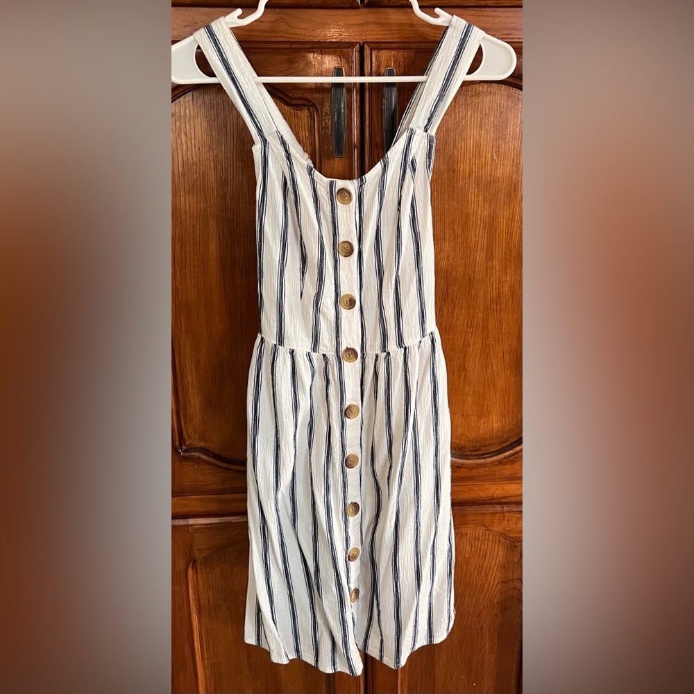 EC: SO Blue and White Striped Button-Down Summer Dress! Size XS.